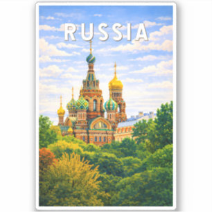 Rusland Illustratie Reis Kunst Vintage Sticker