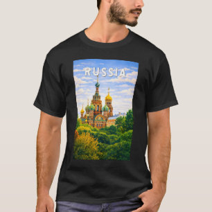Rusland Illustratie Reis Kunst Vintage T-shirt