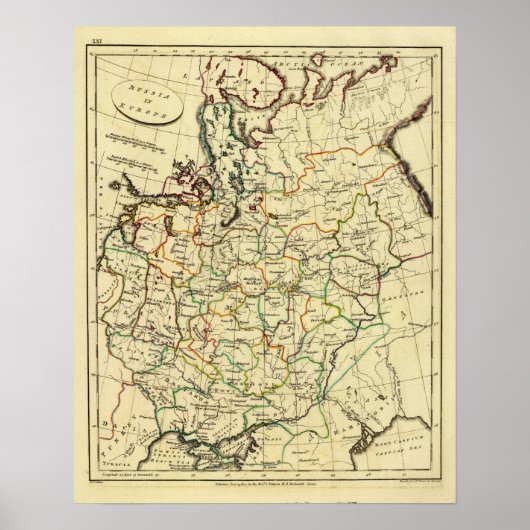 Rusland in Europa met grenzen Poster (Voorkant)