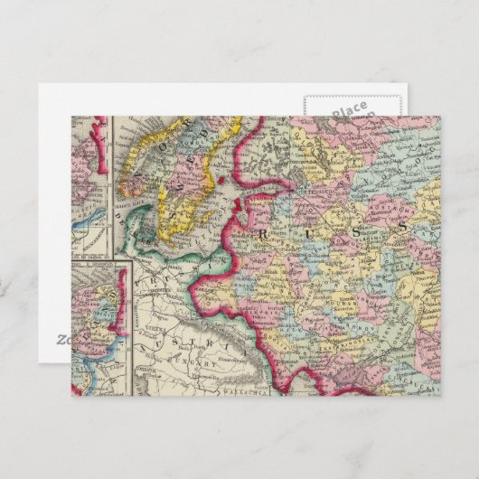 Rusland in Europa, Zweden en Noorwegen Briefkaart (Voorkant / Achterkant)