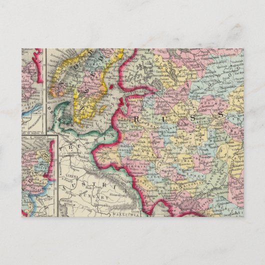 Rusland in Europa, Zweden en Noorwegen Briefkaart (Voorkant)