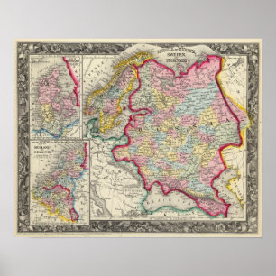 Rusland in Europa, Zweden en Noorwegen Poster