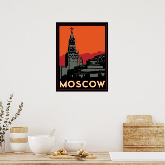 rusland kremlin art deco retro poster (Keuken)