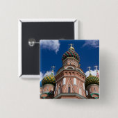 Rusland, Moskou, Rode Plein. St. Basilius 2 Vierkante Button 5,1 Cm (Voorkant /achterkant)