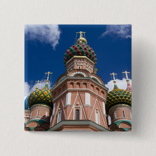 Rusland, Moskou, Rode Plein. St. Basilius 2 Vierkante Button 5,1 Cm