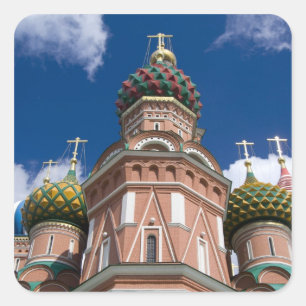 Rusland, Moskou, Rode Plein. St. Basilius 2 Vierkante Sticker