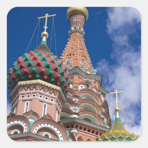 Rusland, Moskou, Rode Plein. St. Basilius 5 Vierkante Sticker
