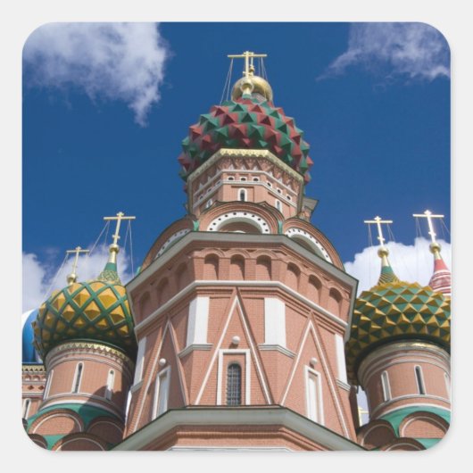 Rusland, Moskou, Rode Plein. St. Basil's 2 Vierkante Sticker (Voorkant)