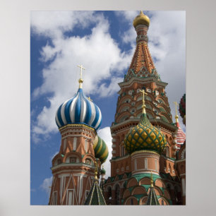 Rusland, Moskou, Rode Plein. St. Basil's 4 Poster