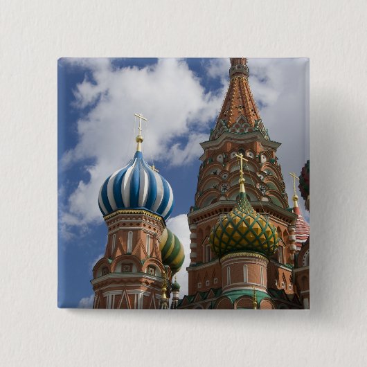 Rusland, Moskou, Rode Plein. St. Basil's 4 Vierkante Button 5,1 Cm (Voorkant)