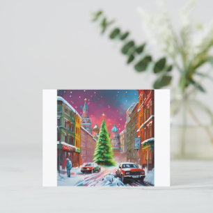 Rusland, Moskou, Winter Kerst Briefkaart 010