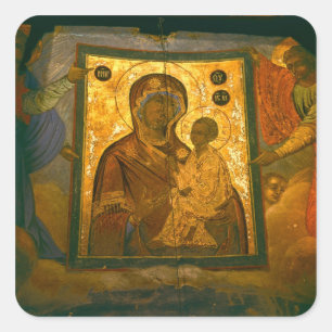 Rusland, provincie Novgorod, Tikhvin-klooster, Vierkante Sticker