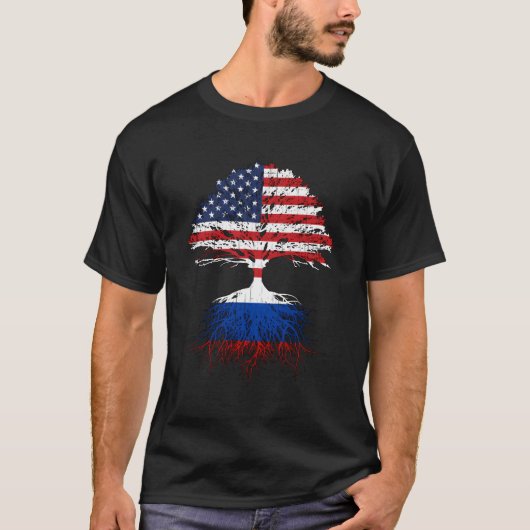 Rusland rekt Russisch - Amerikaanse vlag immigrant T-shirt (Voorkant)