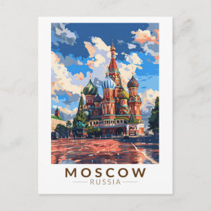 Rusland Rode Plein Reizen Kunst Vintage Briefkaart