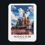 Rusland Rode Plein Reizen Kunst Vintage Magneet<br><div class="desc">Moskou retro vector reisontwerp. Moskou,  aan de Moskva in western Rusland,  is de kosmopolitische hoofdstad van het land.</div>