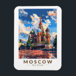Rusland Rode Plein Reizen Kunst Vintage Magneet<br><div class="desc">Moskou retro vector reisontwerp. Moskou,  aan de Moskva in western Rusland,  is de kosmopolitische hoofdstad van het land.</div>