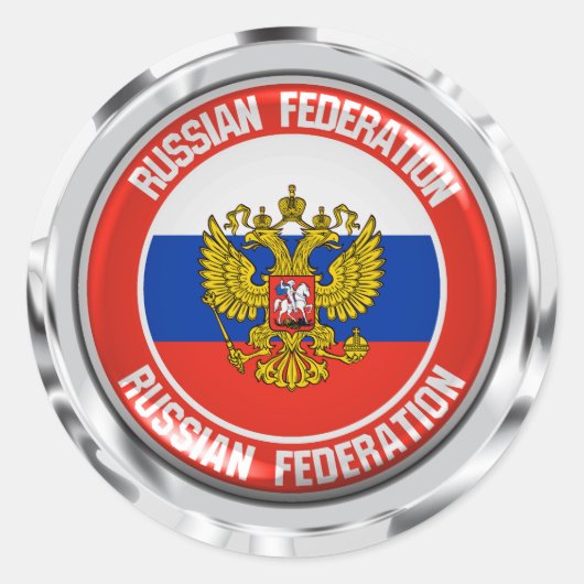 Rusland Round Emblem Ronde Sticker (Voorkant)