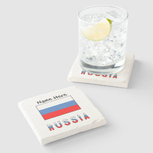 Rusland Russische Vlag Zwart Personalisatie Stenen Onderzetter