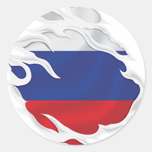 Rusland scheurde vlagklassieker ronde Sticker (Voorkant)