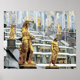 Rusland, Sint-Petersburg, Peterhof, Samson en Poster