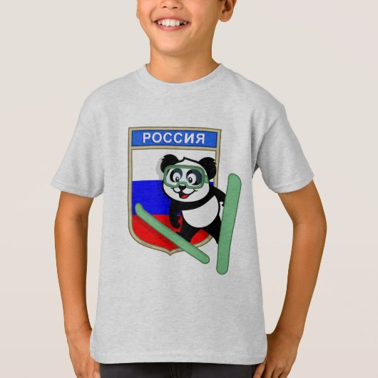 Rusland Ski-springende Panda T-shirt (Voorkant)