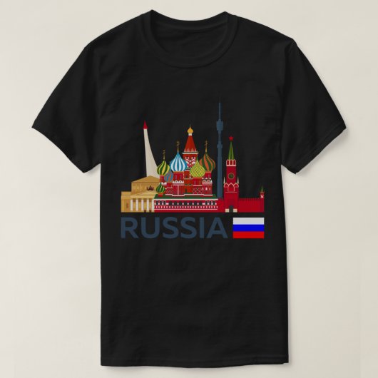 Rusland, skyline in Moskou. Kremlin Sticker T-shirt (Design voorkant)