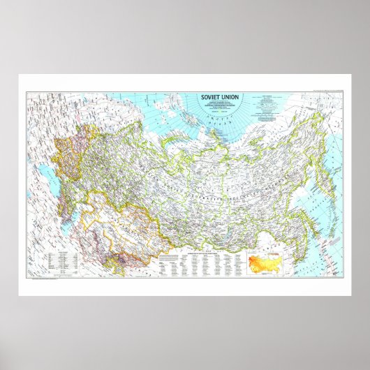 " Rusland (Sovjet-Unie): Gedetailleerde MAP ... Poster (Voorkant)