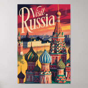 Rusland St. Basiliuskathedraal Illustratie Reizen Poster