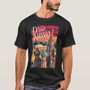 Rusland St. Basiliuskathedraal Illustratie Reizen T-shirt