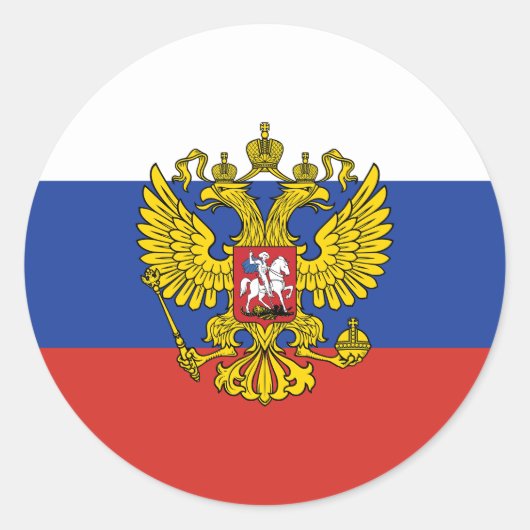 Rusland Vlag Classic Ronde Sticker (Voorkant)