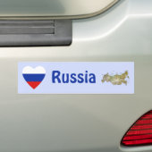Rusland Vlag Hart + Landkaart Bumpersticker (Op auto)