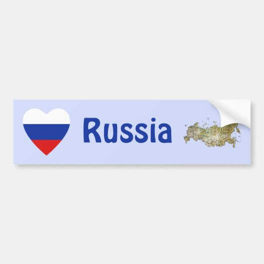 Rusland Vlag Hart + Landkaart Bumpersticker (Voorkant)