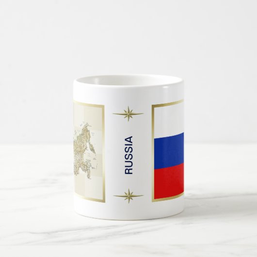 Rusland Vlag + Kaart Mok (Center)