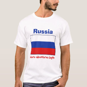 Rusland vlag + kaart + tekst T-shirt