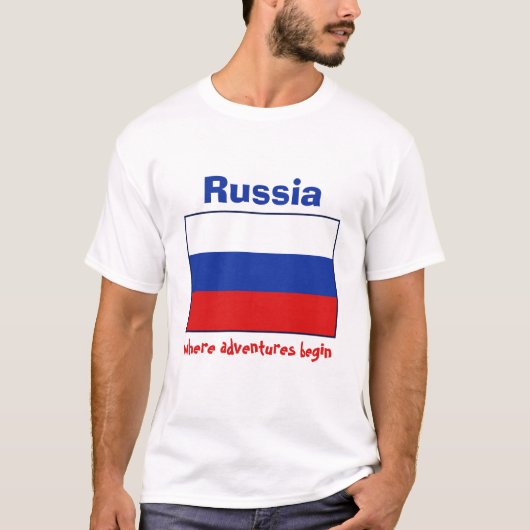 Rusland vlag + kaart + tekst T-shirt (Voorkant)