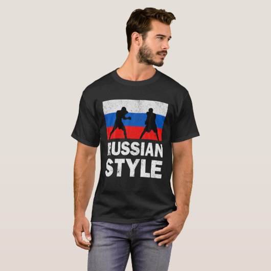 Rusland Vlag Russisch Boksclub T-shirt (Voorkant volledig)