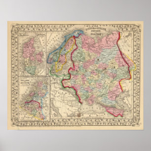 Rusland, Zweden, Noorwegen Kaart door Mitchell Poster