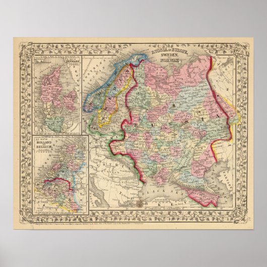 Rusland, Zweden, Noorwegen Kaart door Mitchell Poster (Voorkant)