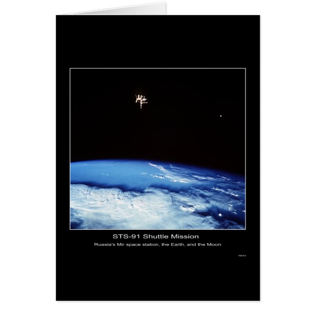 Ruslands Mir Space Station, de Aarde en de Maan (Voorkant)