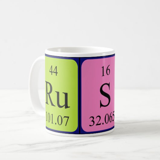 Russ periodieke lijstnaam mok (Voorkant links)