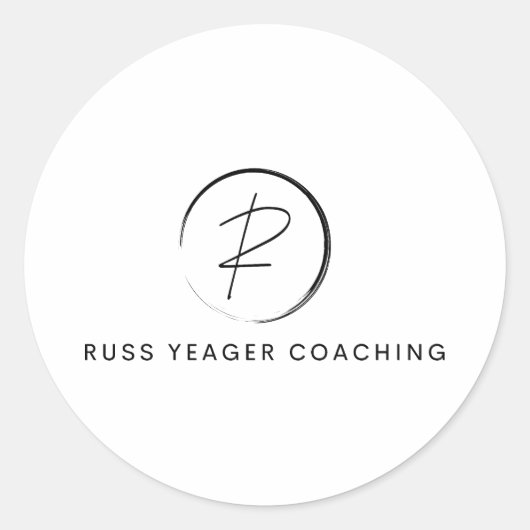 Russ Yeager Coaching Onderschriftlogo Ronde Sticker (Voorkant)