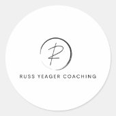 Russ Yeager Coaching Onderschriftlogo Ronde Sticker (Voorkant)