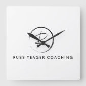 Russ Yeager Coaching Signature Logo Vierkante Klok (Voorkant)