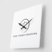 Russ Yeager Coaching Signature Logo Vierkante Klok (Hoek)