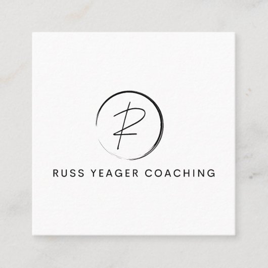 Russ Yeager Coaching Signature Logo Vierkante Visitekaartje (Voorkant)