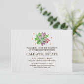 Russebloemige Succulenten Bruiloftsreceptie Bijlag Kaart (Staand voorkant)