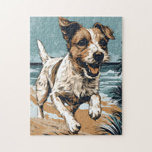 Russel-terrier aan het strand legpuzzel