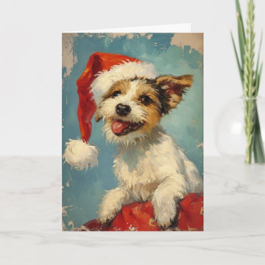 Russel Terrier  gepersonaliseerde kerst Feestdagen Kaart (Voorkant)