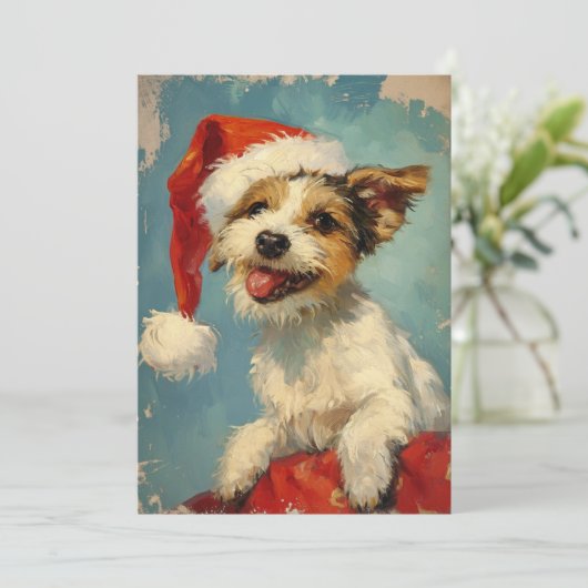 Russel Terrier Kerst Feestdagenkaart (Staand voorkant)