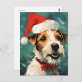 Russel Terrier Kerstborstel schilderen kunstwerk Briefkaart (Voorkant / Achterkant)